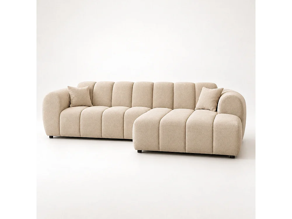 Canapé d'angle droit en tissu Cremona beige 270 x 156 cm – Astrus