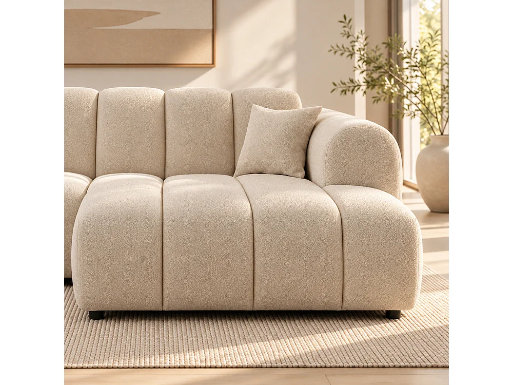 Canapé d'angle droit en tissu Cremona beige 270 x 156 cm – Astrus