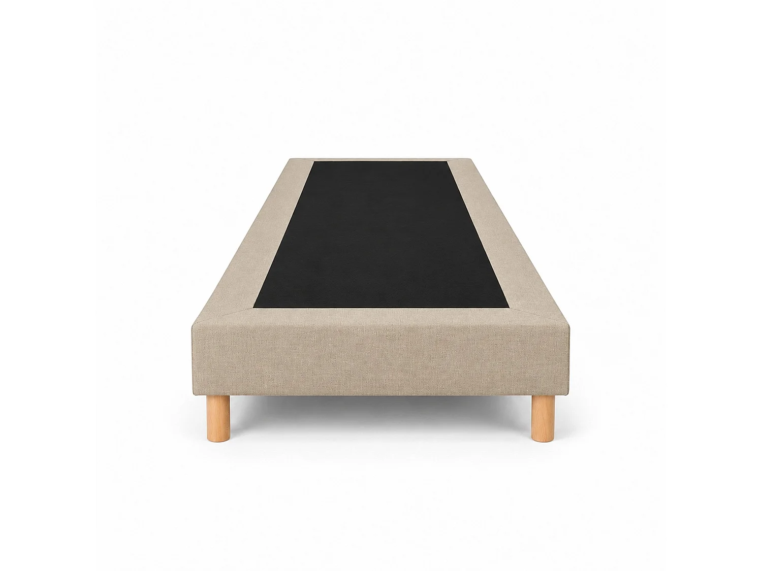 Sommier tapissier déco 90x190 cm Beige - Hauteur 30 cm - Pieds inclus