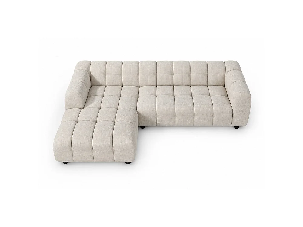 Canapé d'angle gauche en tissu Cremona beige 278 x 168 cm – Monaco