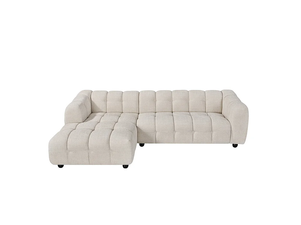 Canapé d'angle gauche en tissu Cremona beige 278 x 168 cm – Monaco