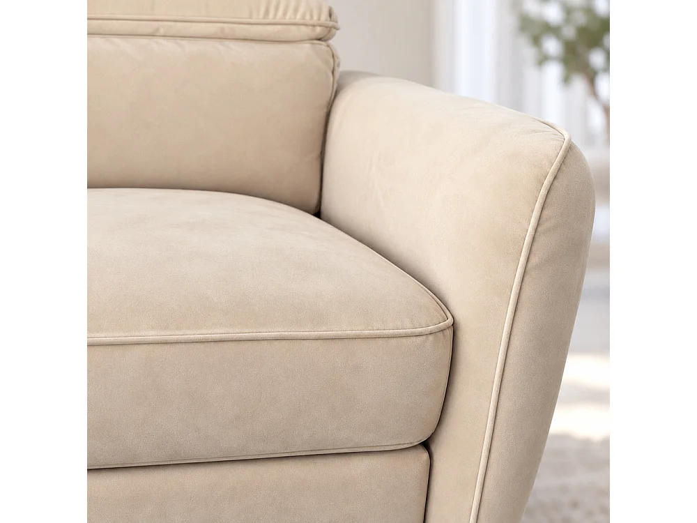 Canapé d'angle gauche convertible avec coffre en velours beige – Bari