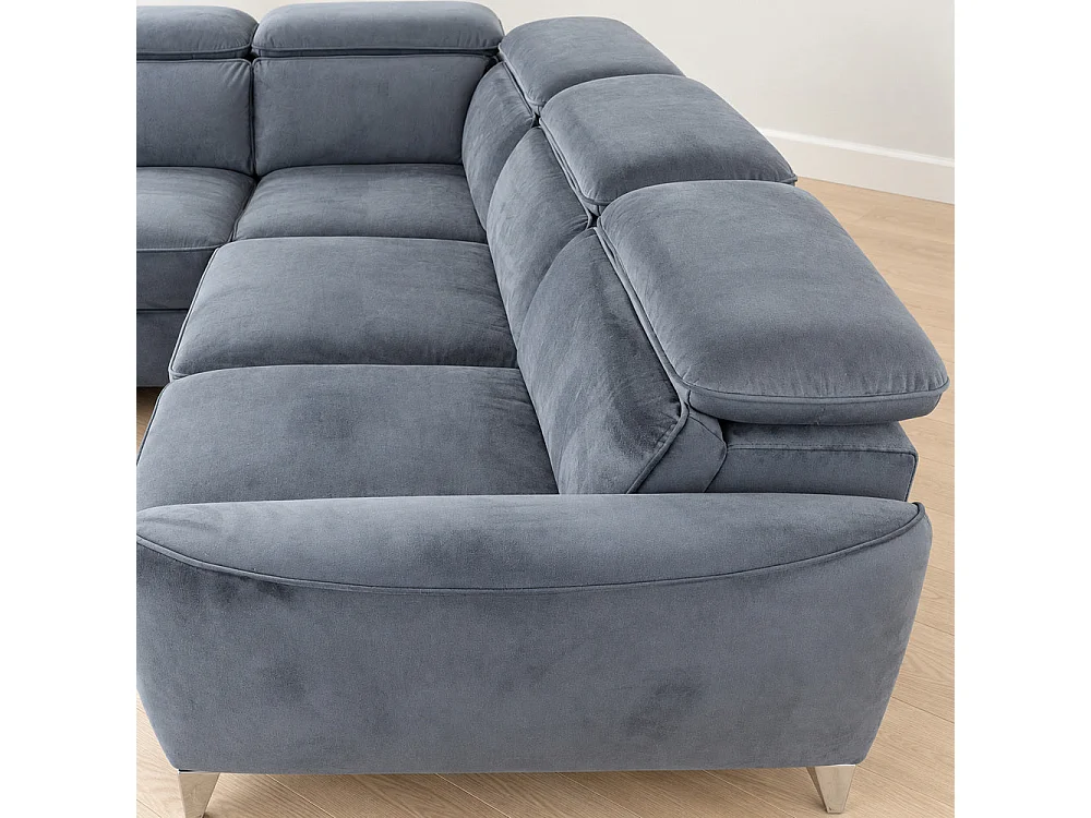 Canapé d'angle gauche convertible avec coffre en velours anthracite – Bari
