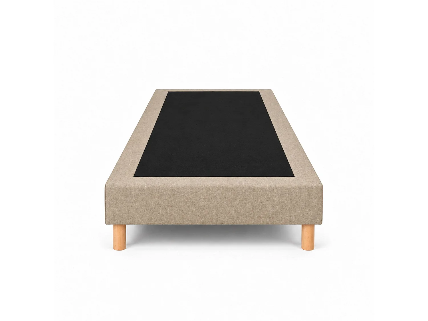 Sommier tapissier déco 90x200 cm Beige - Hauteur 30 cm - Pieds inclus