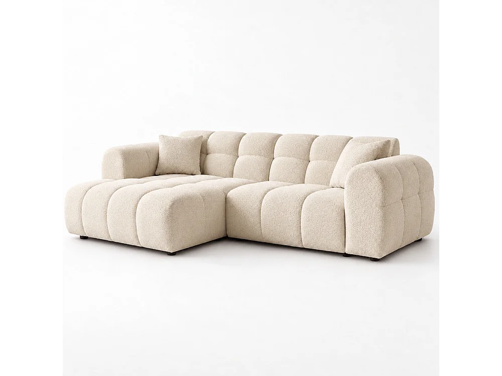Canapé d'angle gauche en tissu Cremona beige 240 x 153 cm – Mini Bubble