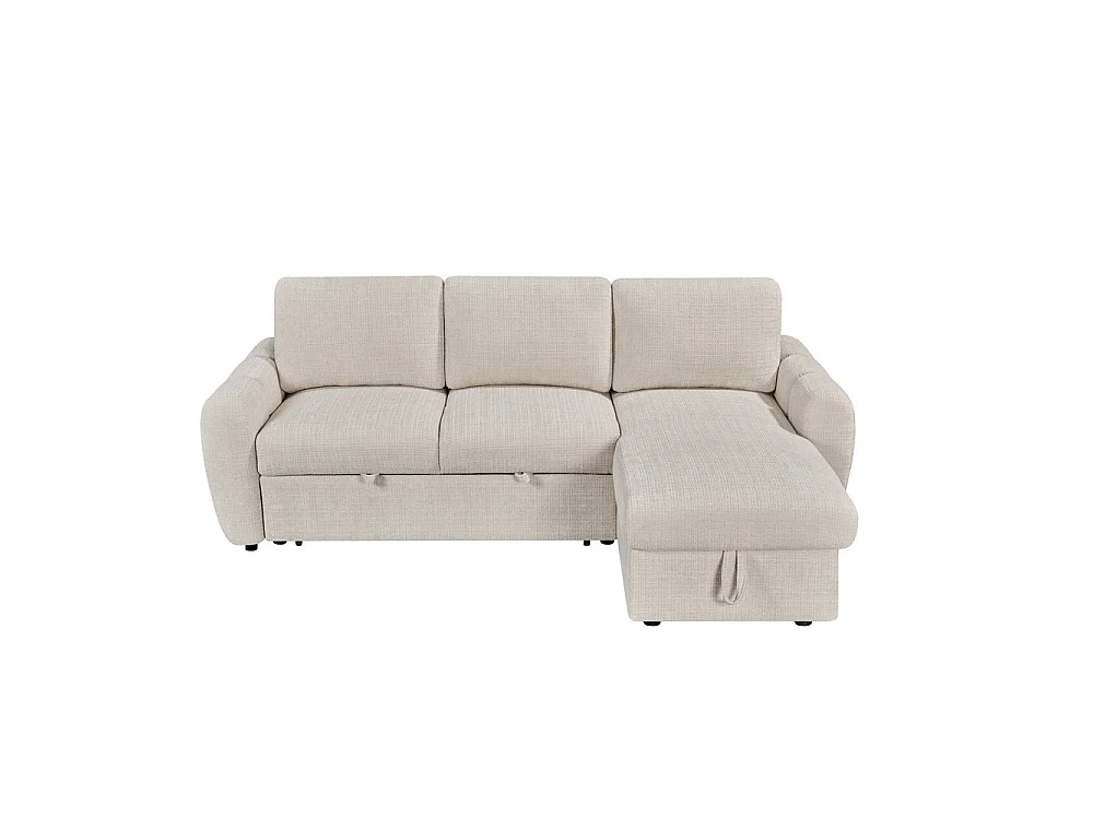 Canapé d'angle droit convertible en tissu Cremona beige 238 x 160 cm – Cuba