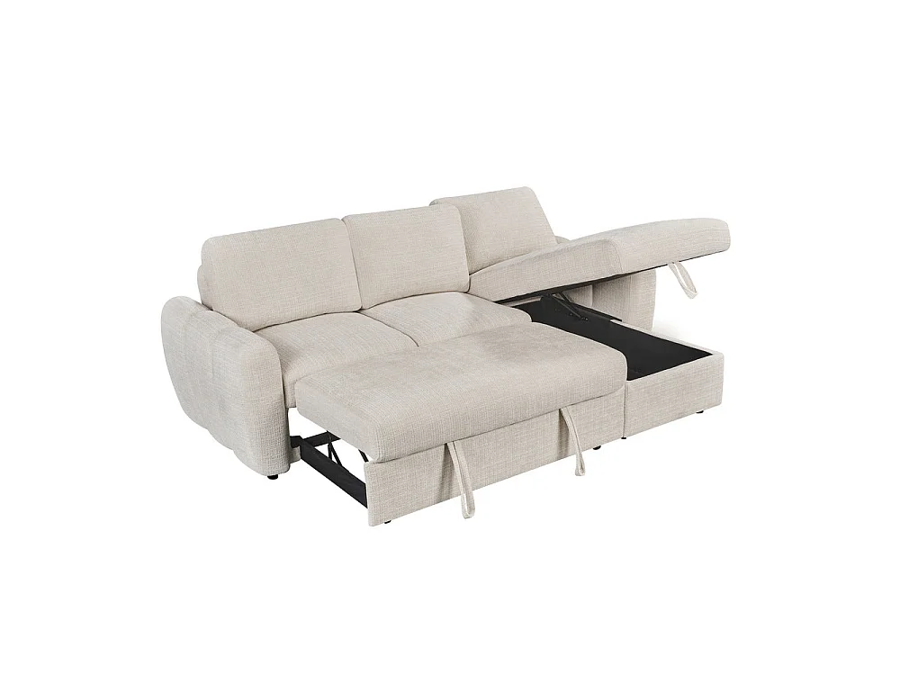 Canapé d'angle droit convertible en tissu Cremona beige 238 x 160 cm – Cuba