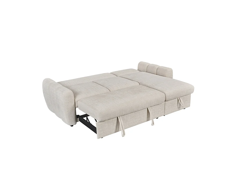 Canapé d'angle droit convertible en tissu Cremona beige 238 x 160 cm – Cuba