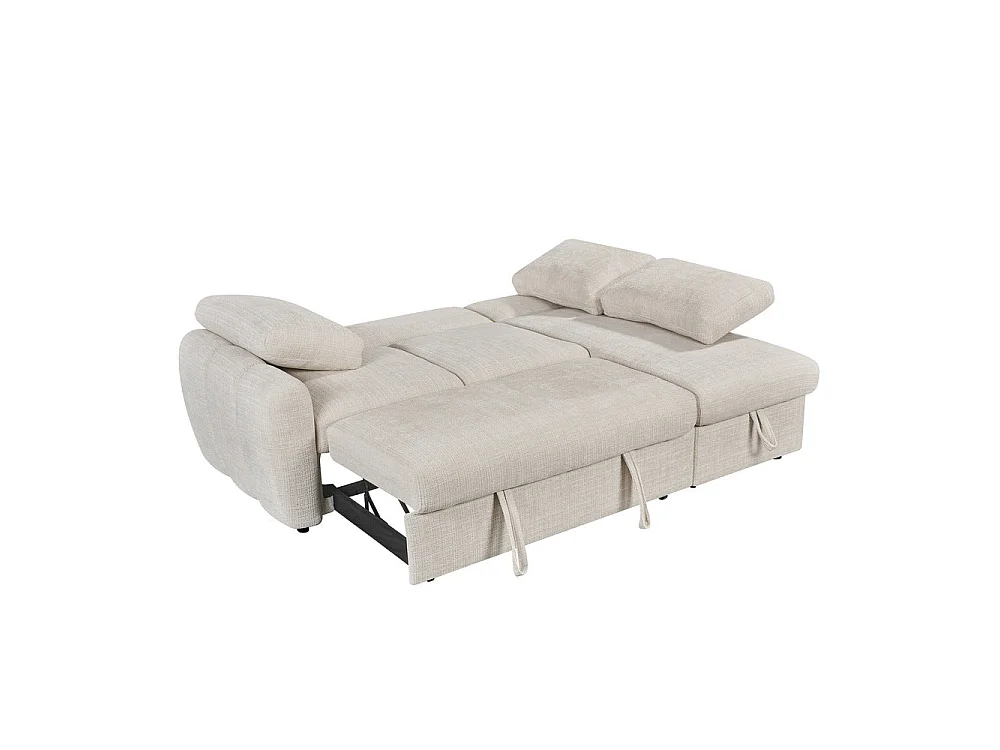 Canapé d'angle droit convertible en tissu Cremona beige 238 x 160 cm – Cuba