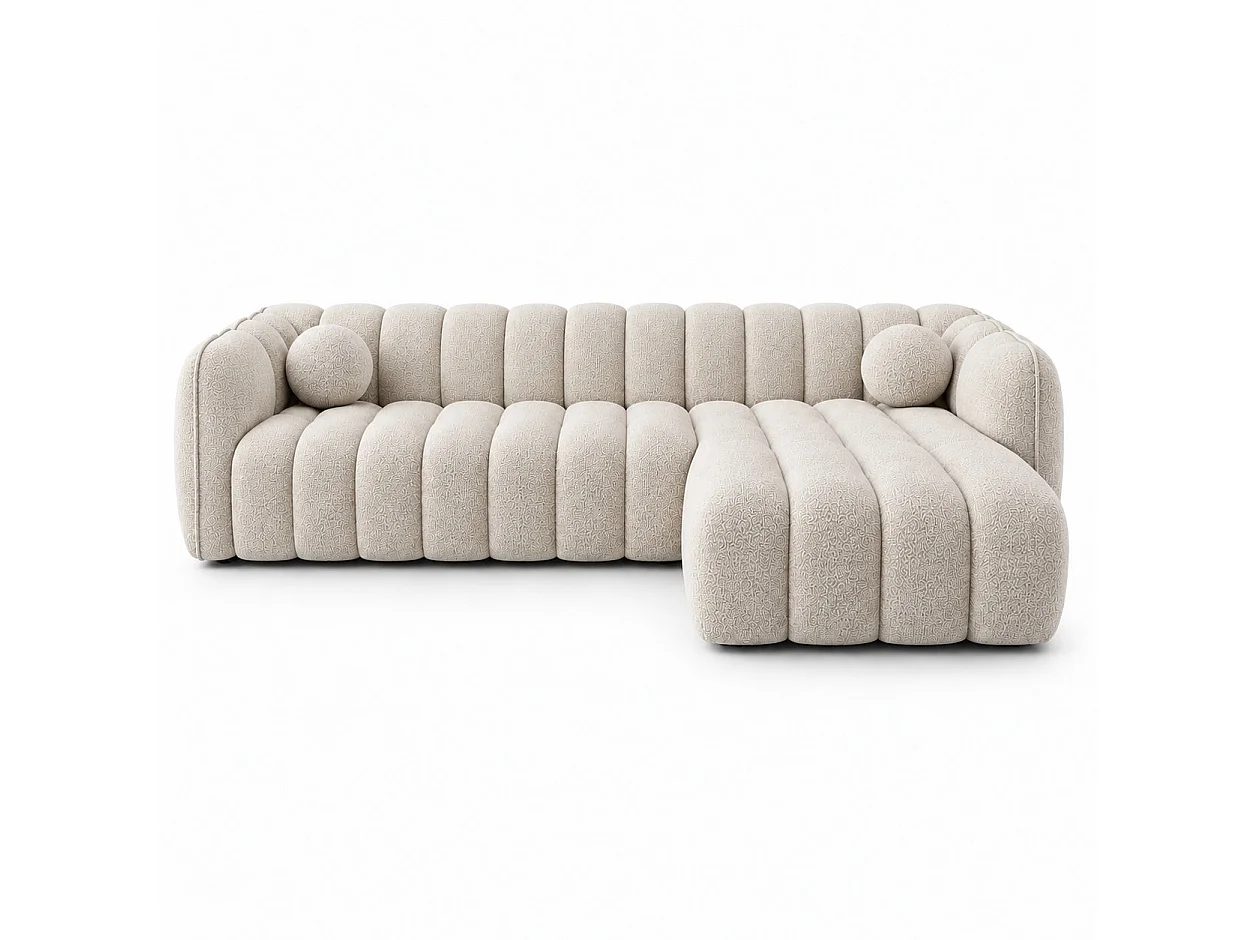 Canapé d'angle droit en tissu Cremona beige 315 x 175 cm – Mirage