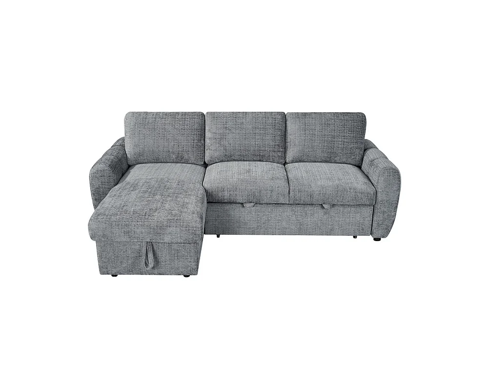 Canapé d'angle gauche convertible en tissu Cremona anthracite 238 x 160 cm – Cuba