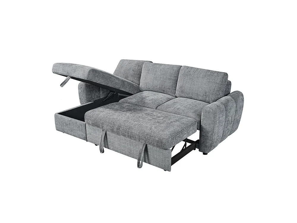 Canapé d'angle gauche convertible en tissu Cremona anthracite 238 x 160 cm – Cuba