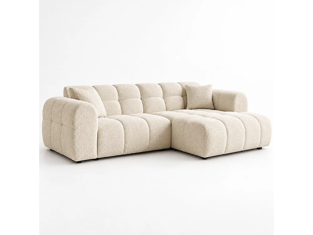 Canapé d'angle droit en tissu Cremona beige 240 x 153 cm – Mini Bubble
