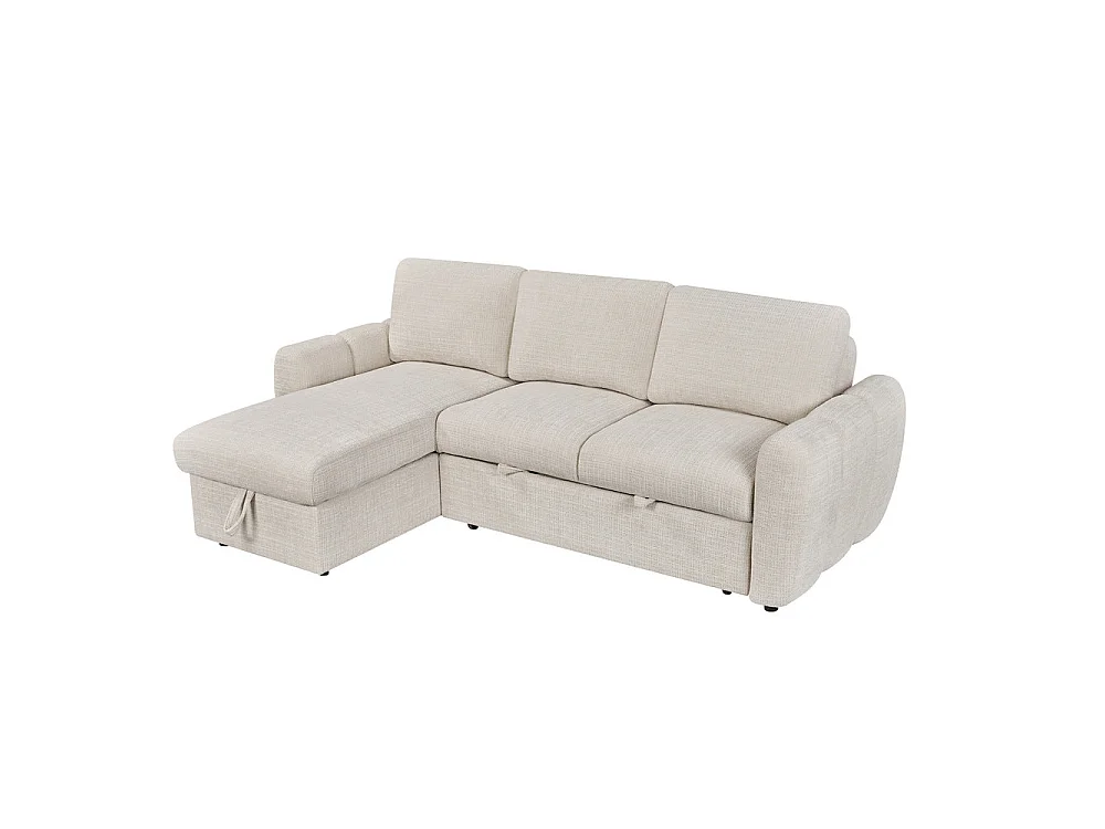 Canapé d'angle gauche convertible en tissu Cremona beige 238 x 160 cm – Cuba