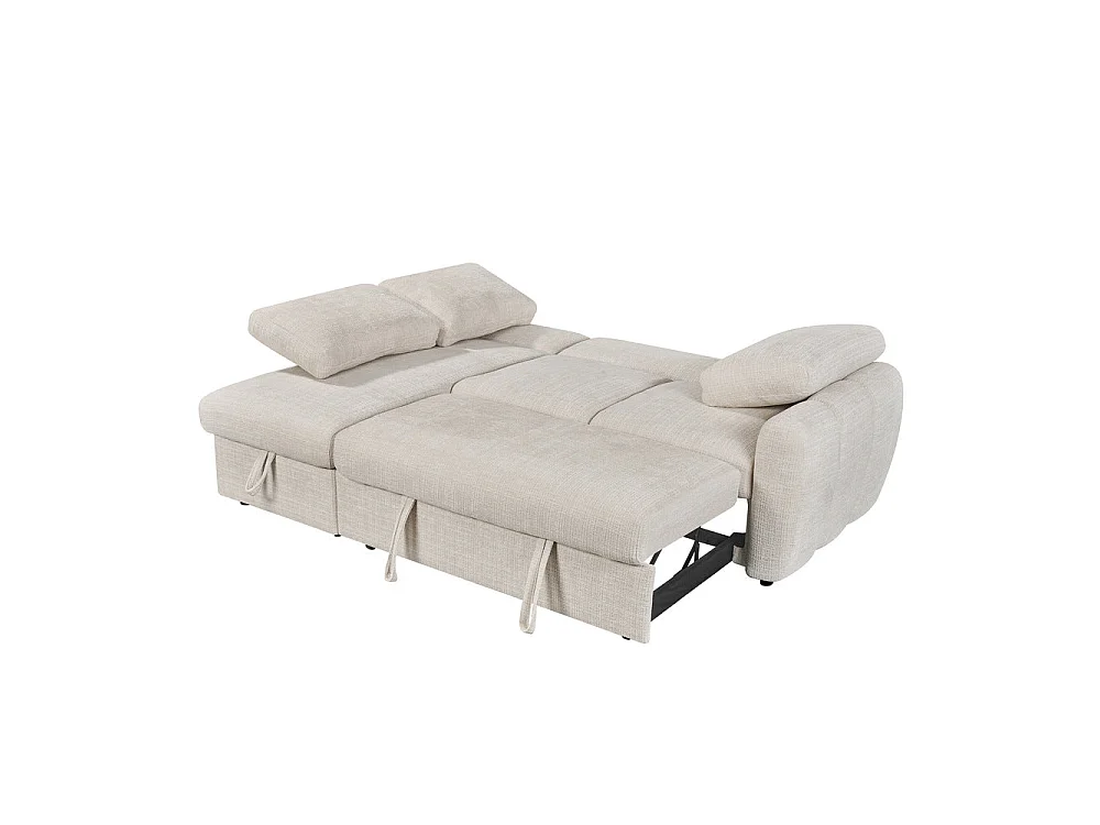 Canapé d'angle gauche convertible en tissu Cremona beige 238 x 160 cm – Cuba
