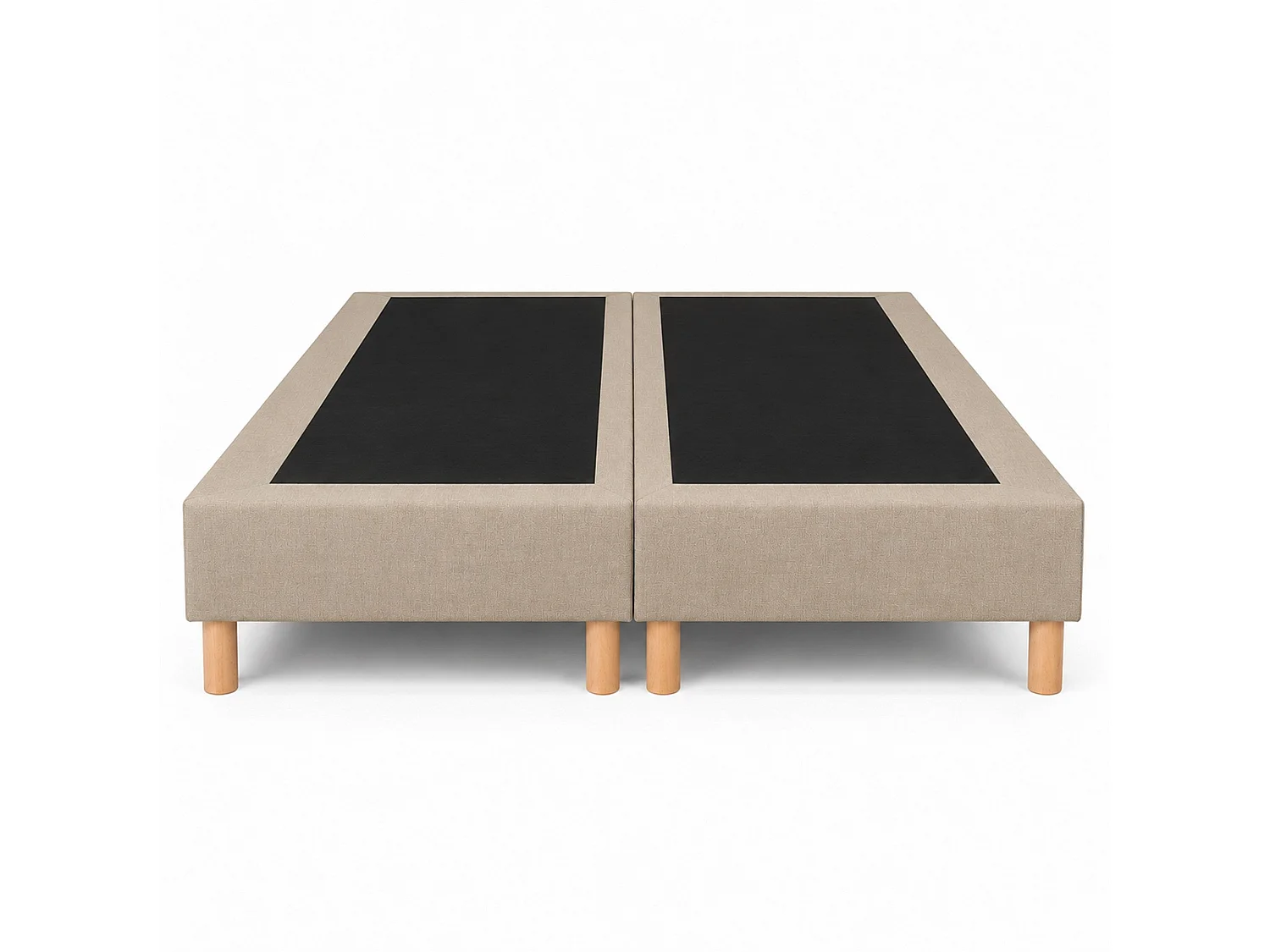 Lot de 2 sommiers tapissiers déco 90x200 cm Beige - 180x200 - Hauteur 35 cm - pieds inclus