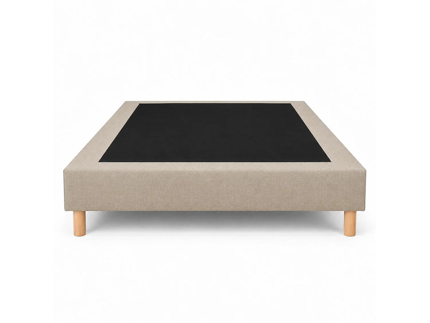 Sommier tapissier déco 140x190 cm Beige - Hauteur 30 cm - Pieds inclus