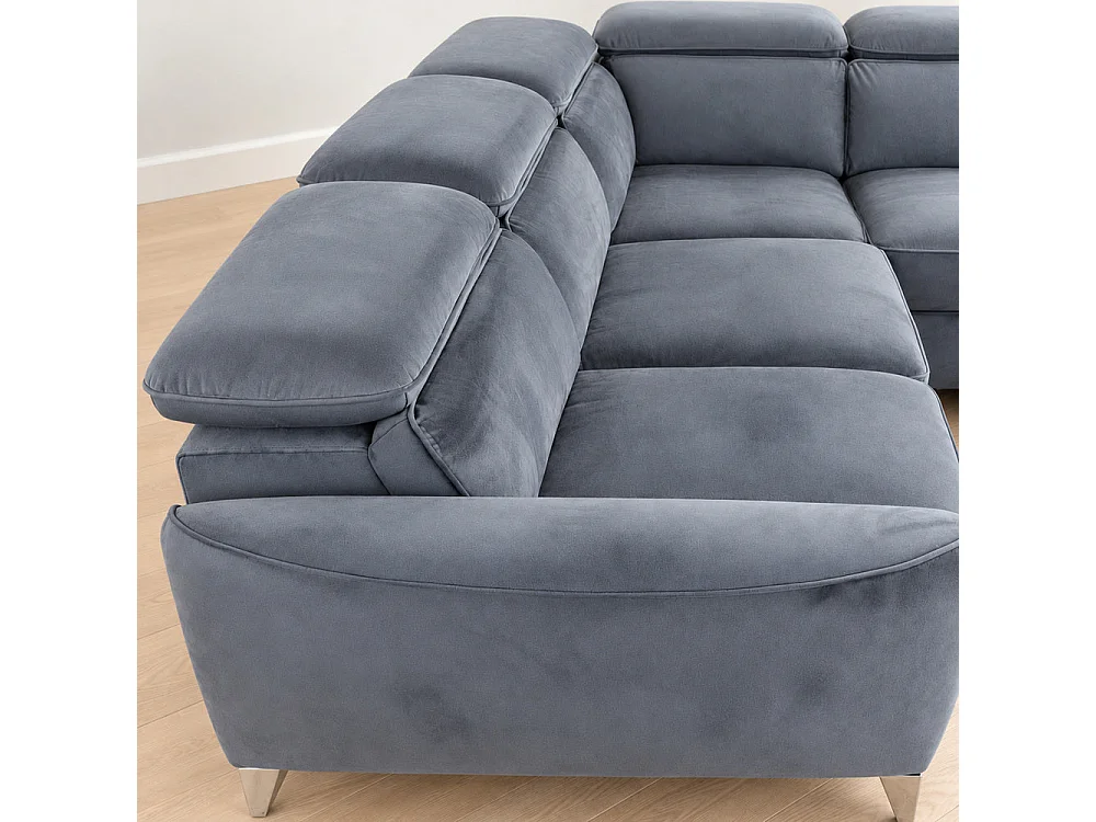 Canapé d'angle droit convertible avec coffre en velours anthracite – Bari