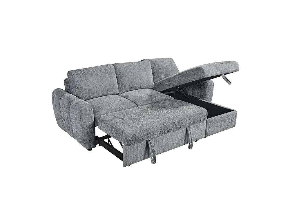 Canapé d'angle droit convertible en tissu Cremona anthracite 238 x 160 cm – Cuba