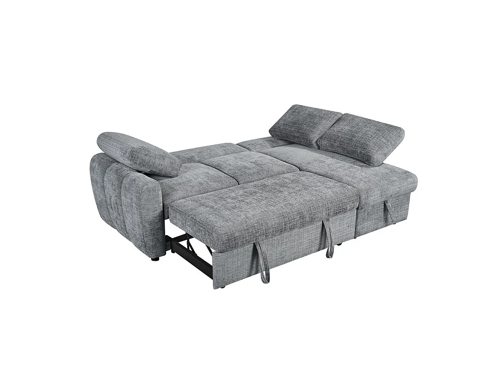 Canapé d'angle droit convertible en tissu Cremona anthracite 238 x 160 cm – Cuba
