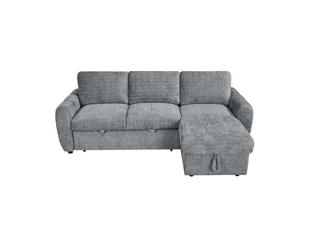 Canapé d'angle droit convertible en tissu Cremona anthracite 238 x 160 cm – Cuba