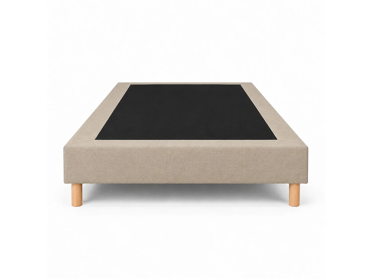 Sommier tapissier déco 140x190 cm Beige - Hauteur 35 cm - Caisse 20 cm - Pieds inclus