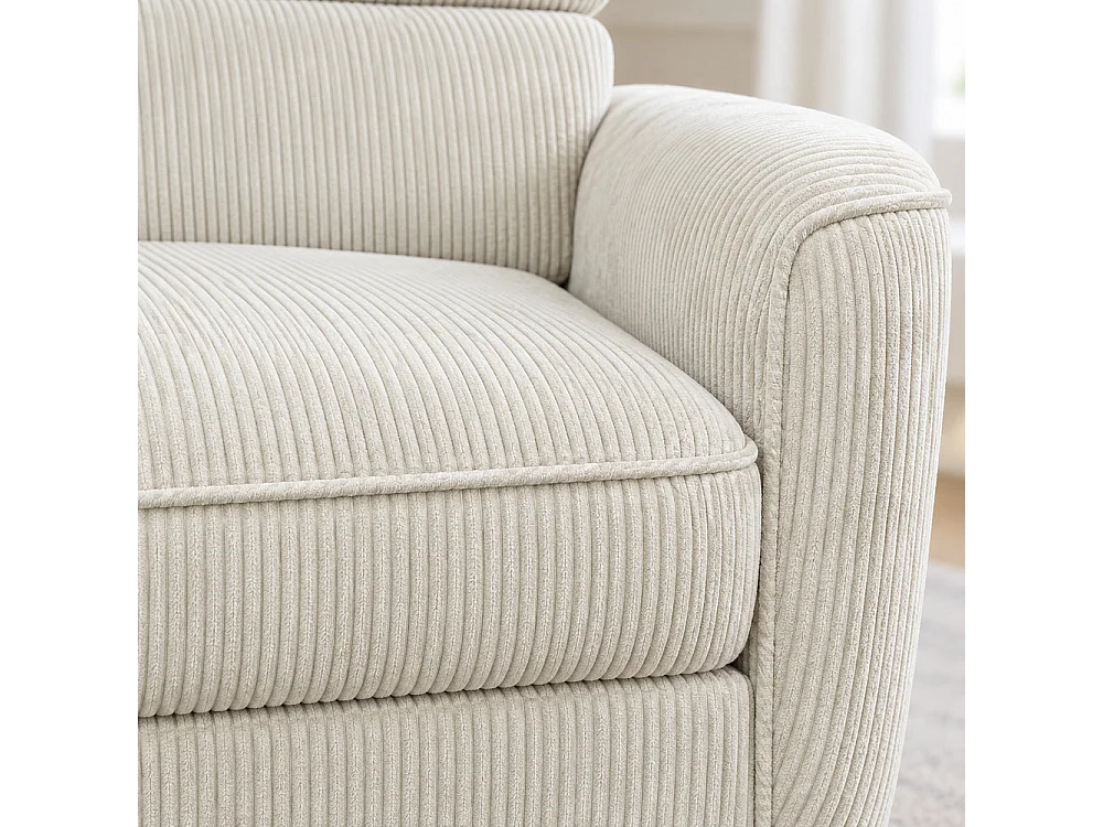 Canapé d'angle gauche convertible avec coffre en tissu côtelé beige – Bari