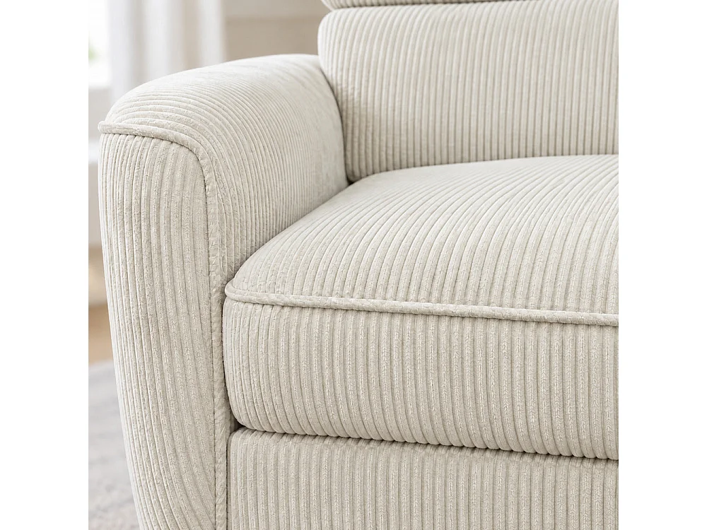 Canapé d'angle droit convertible avec coffre en tissu côtelé beige – Bari
