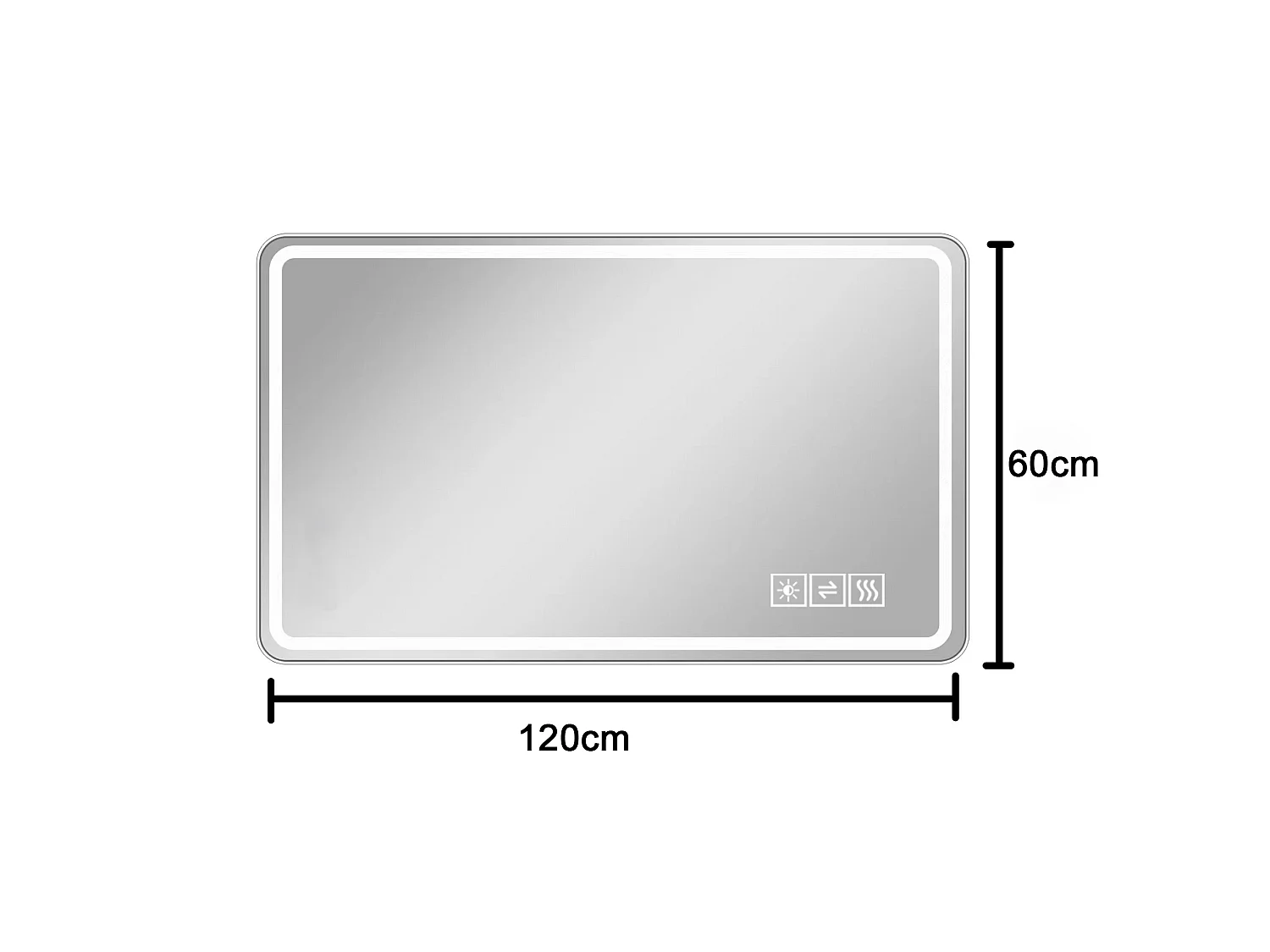 Miroir de salle de bain LED 60 x 120 cm sans cadre, antibuée, éclairage variable