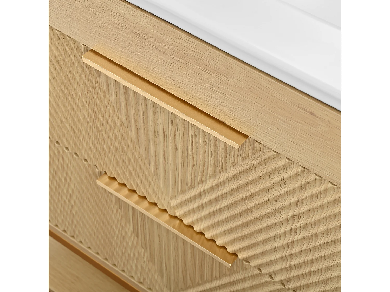 Meuble vasque 81 cm effet bois naturel avec deux tiroirs et vasque en céramique