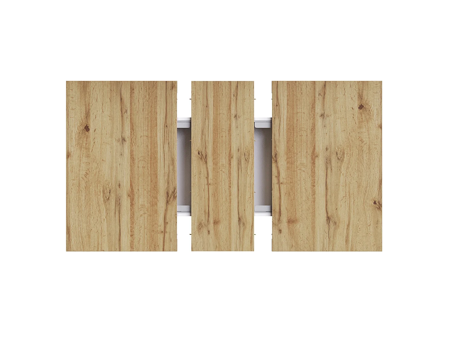 Table à manger extensible 110 à 140 cm, blanc et décor bois, avec rangement