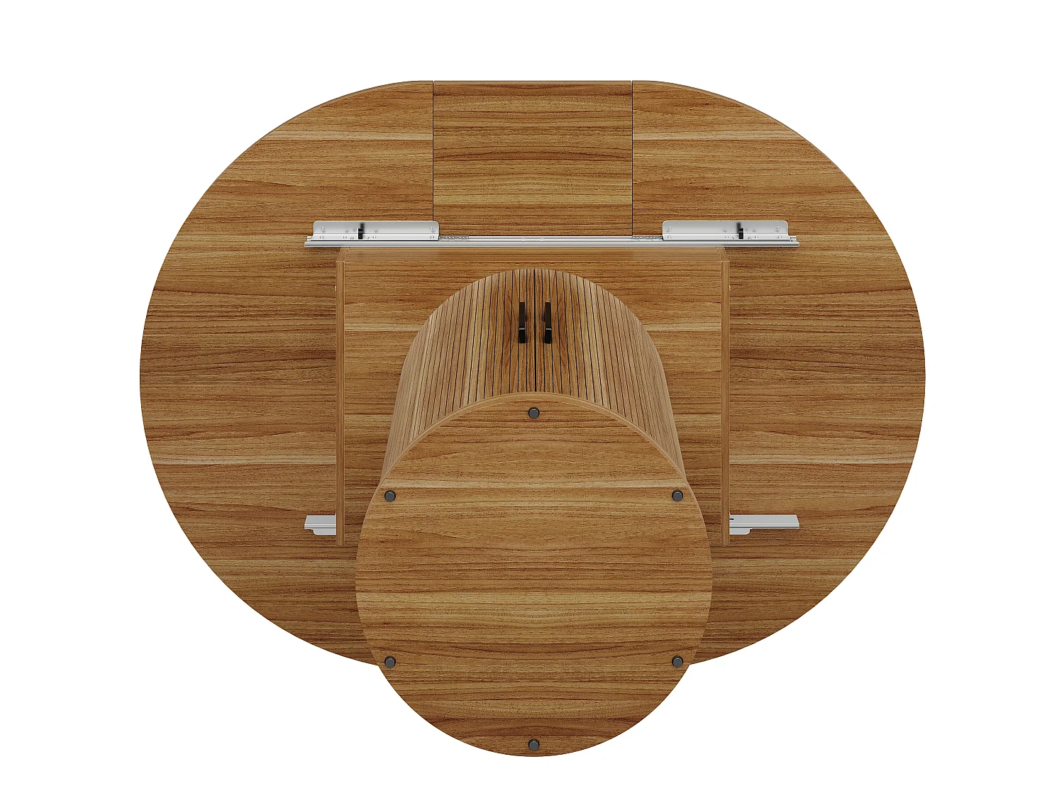 Table à manger extensible de 118 à 158 cm en MDF effet noyer avec rangement