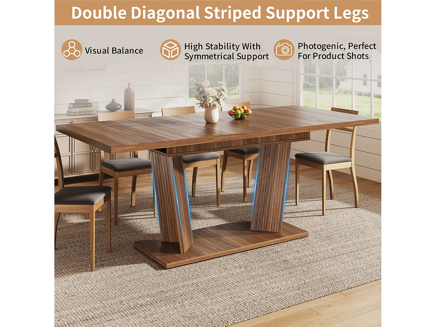 Table à manger extensible 120 à 160 cm, marron foncé effet bois
