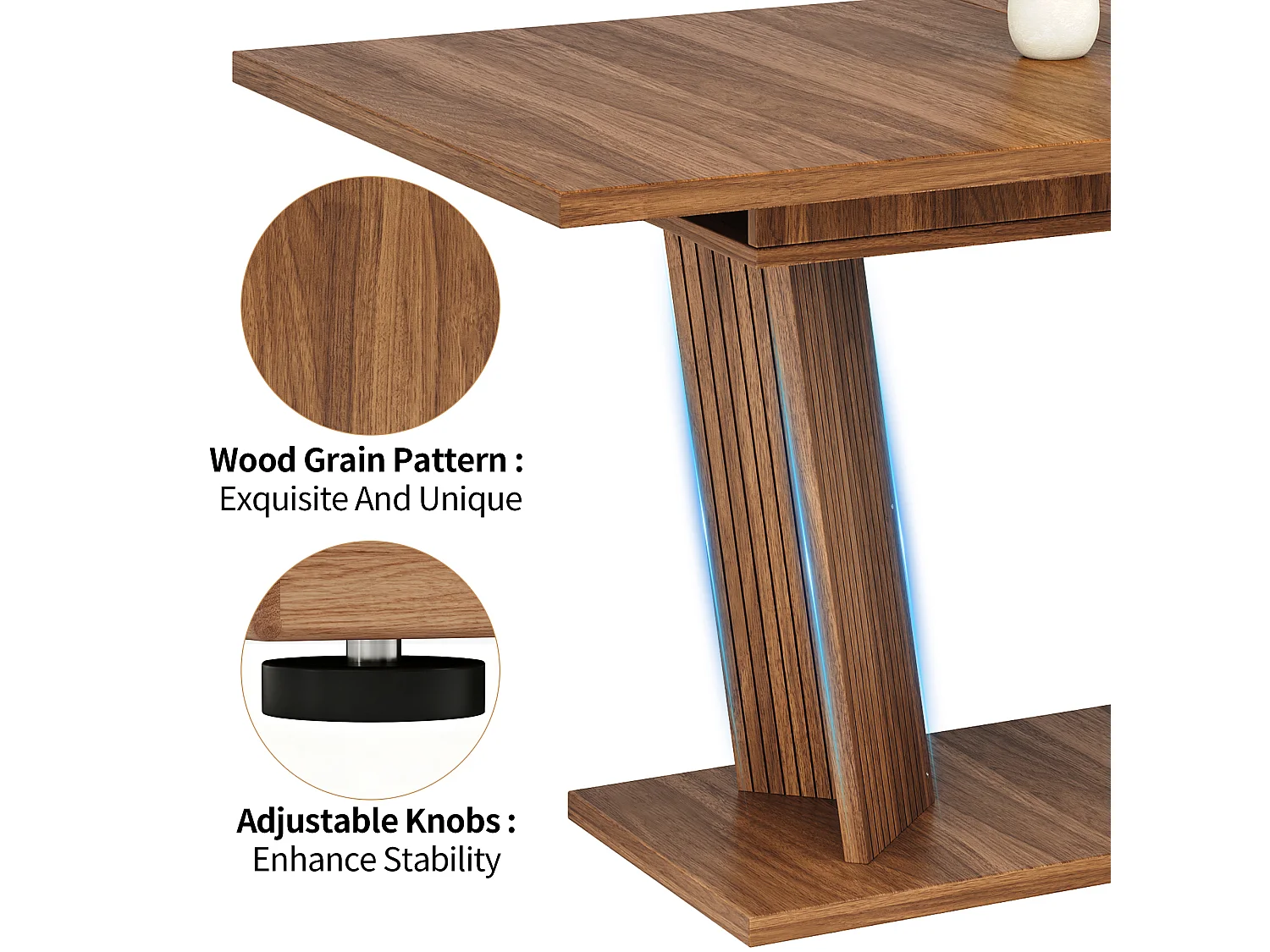 Table à manger extensible 120 à 160 cm, marron foncé effet bois