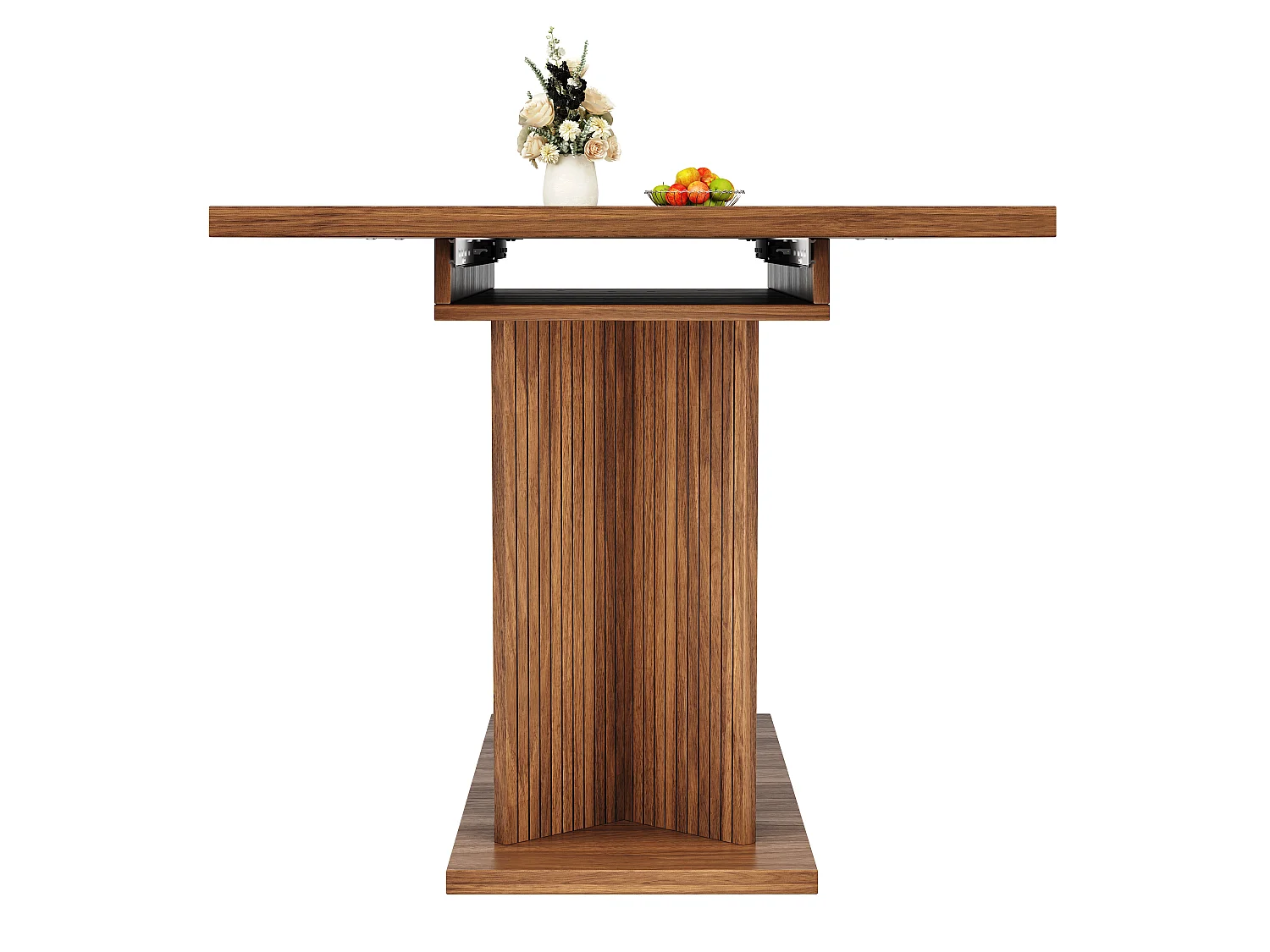 Table à manger extensible 120 à 160 cm, marron foncé effet bois