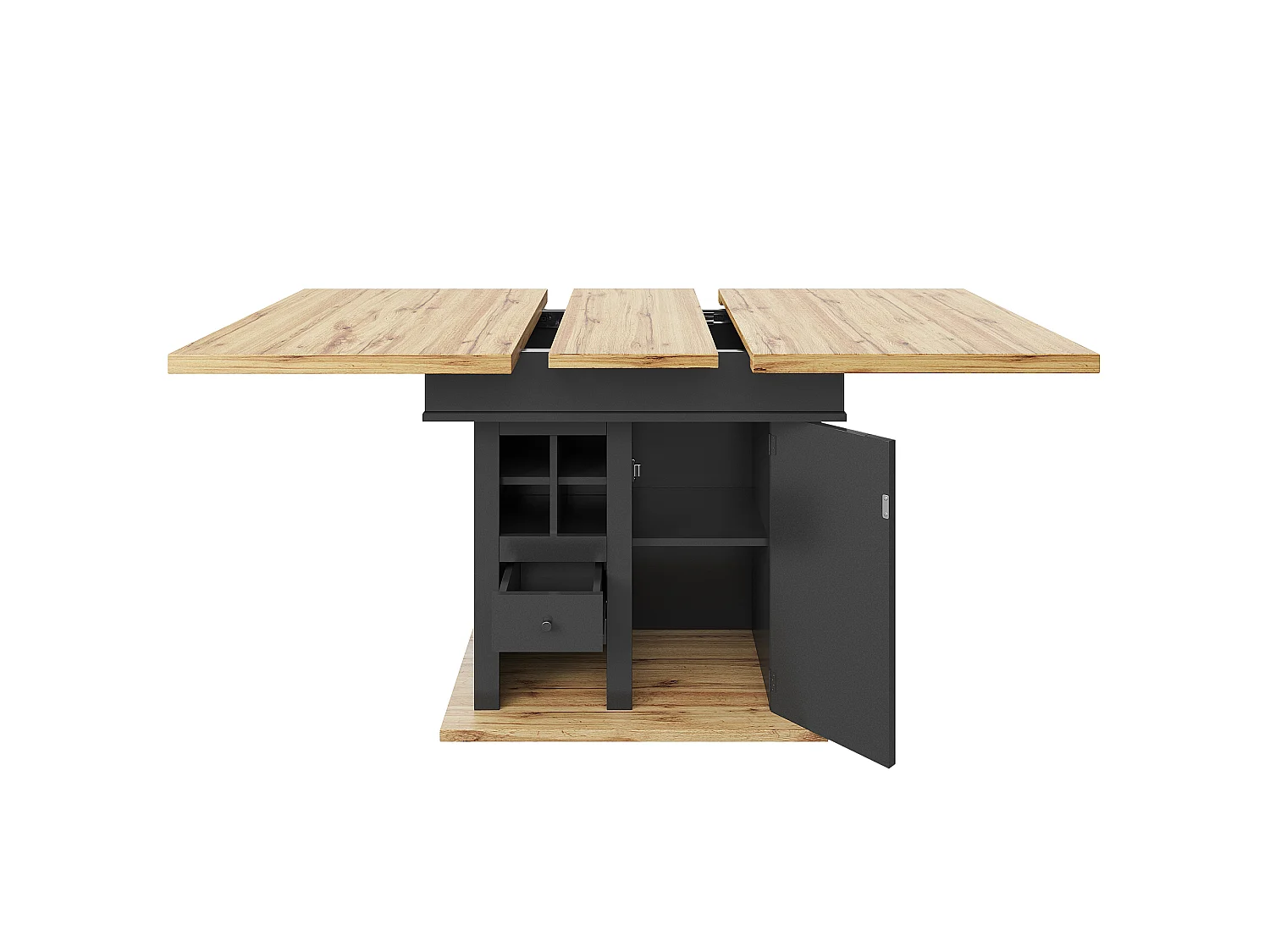 Table à manger extensible 4 à 6 personnes, 110-140 cm, noir et naturel