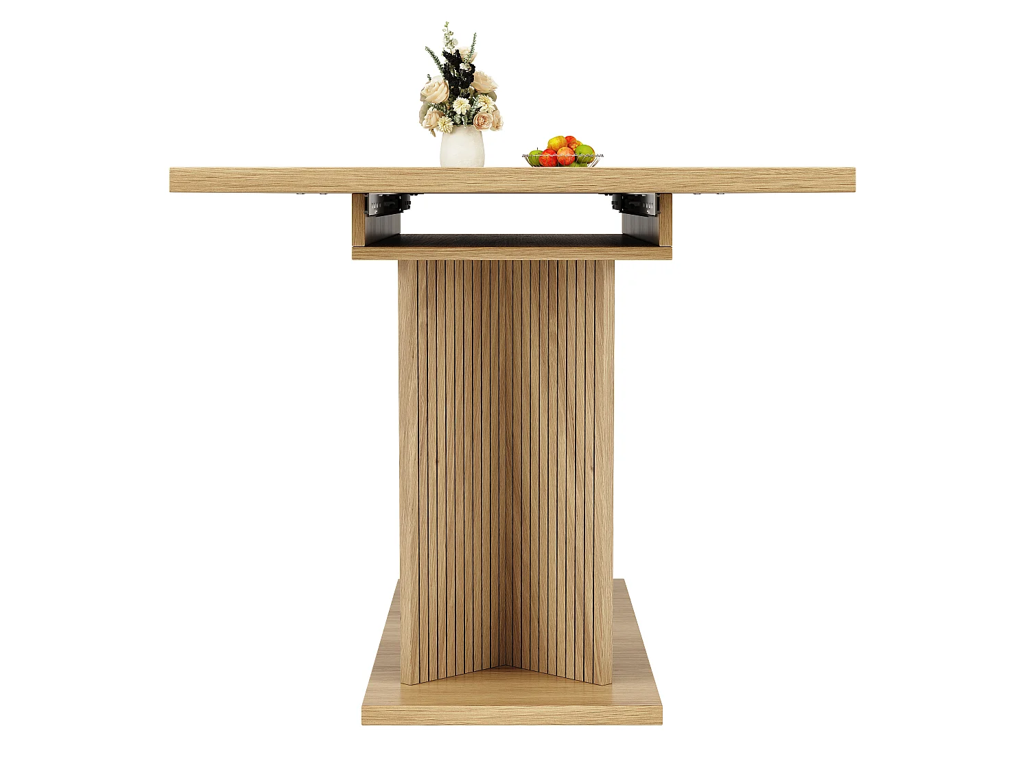 Table à manger extensible 120 à 160 cm en MDF effet bois brun clair