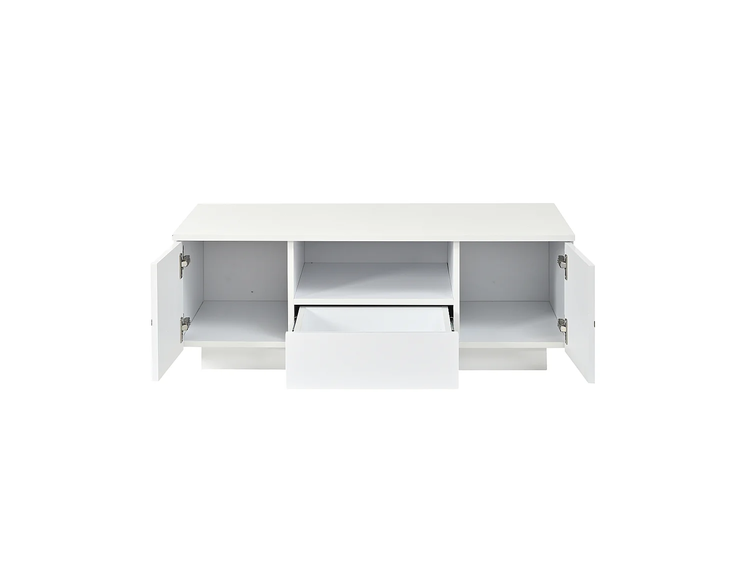 Table basse blanche et dorée en MDF, rangements, 100 x 50 x 35,5 cm
