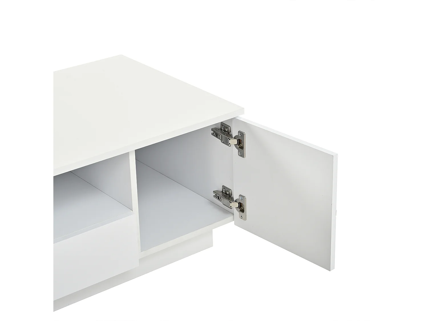 Table basse blanche et dorée en MDF, rangements, 100 x 50 x 35,5 cm