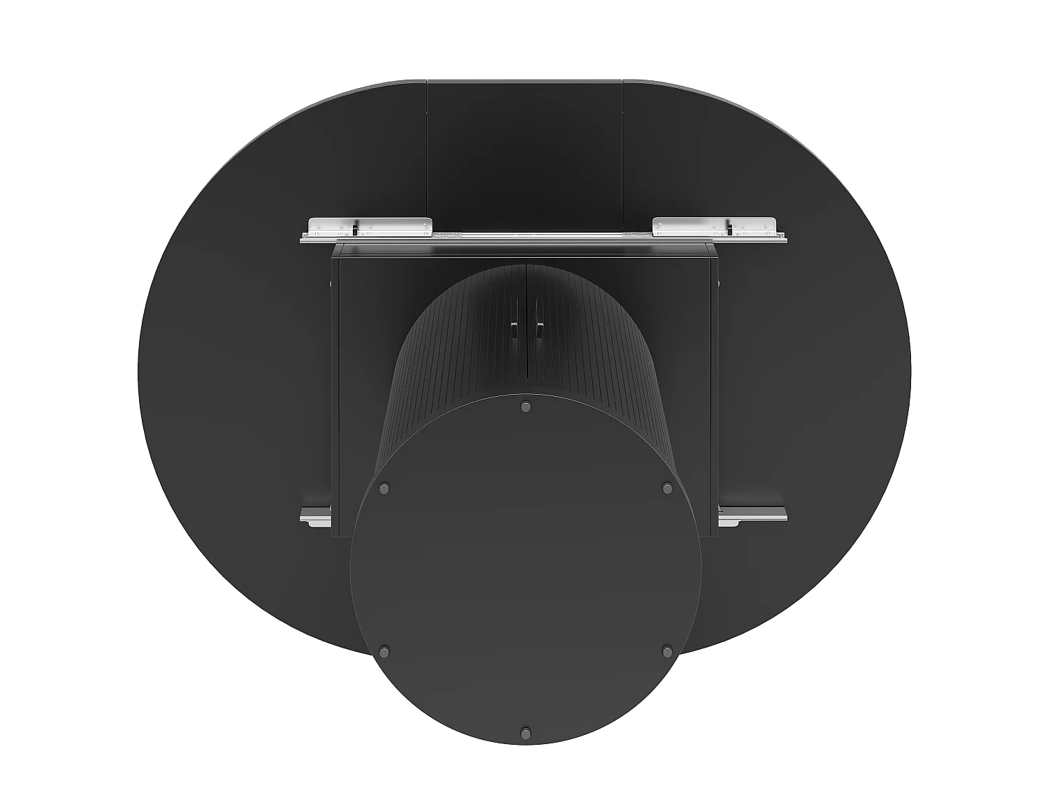Table à manger ronde extensible noire en MDF, 118 à 158 cm, avec rangement