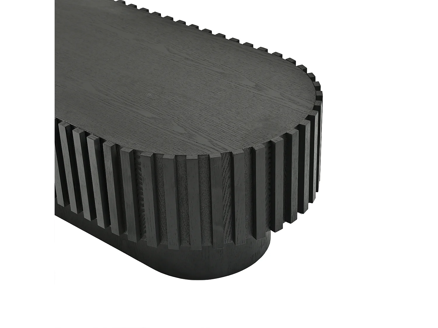 Table basse ovale noire en MDF avec tiroir, 100 x 50 x 35,5 cm