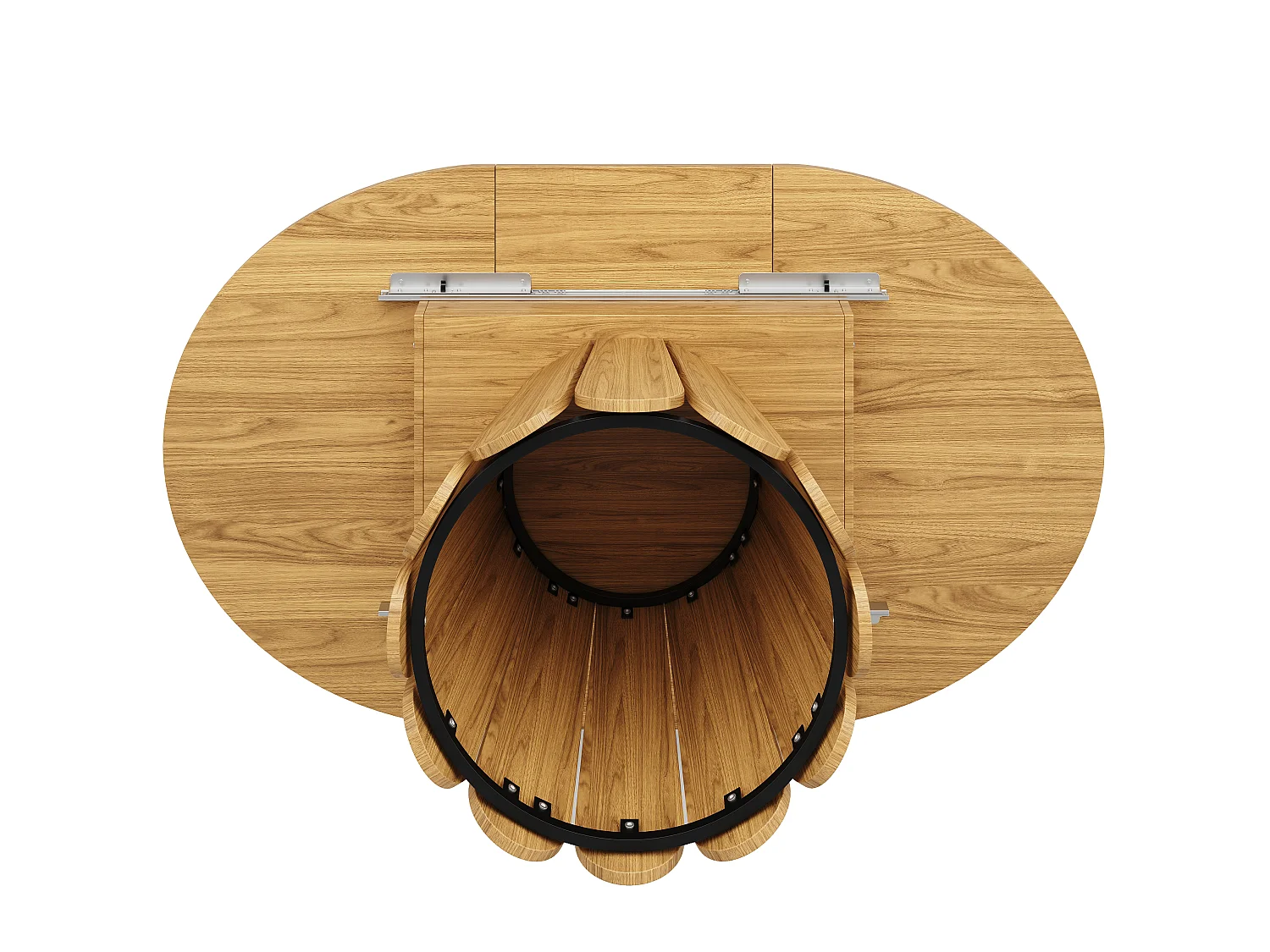 Table à manger ronde extensible 118 à 158 cm en MDF décor bois naturel