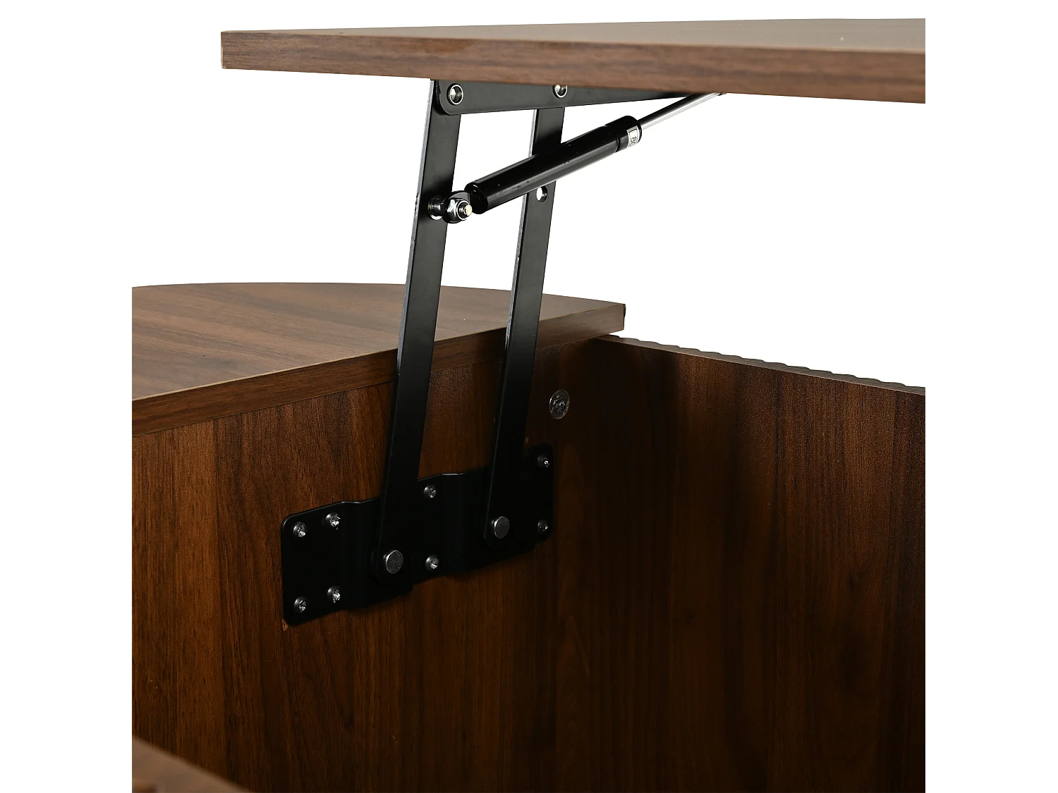 Table basse relevable ovale en MDF, effet noyer, avec rangement, 100 x 50 cm