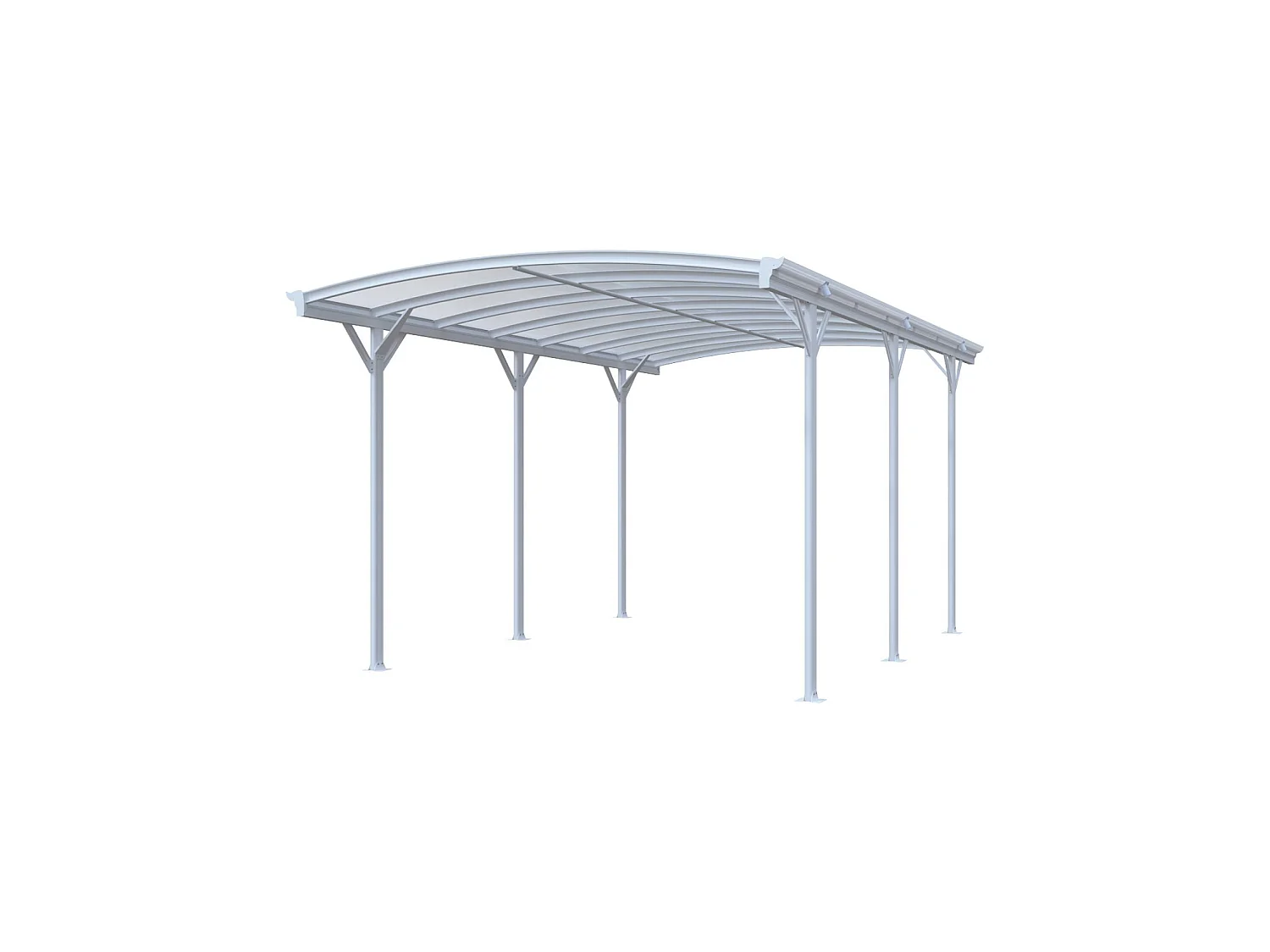 Estensione di tettoia per auto in alluminio e policarbonato, 15m², Le mans, Bianco, 505x300x239 cm
