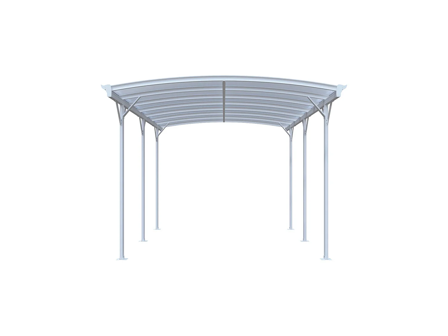 Estensione di tettoia per auto in alluminio e policarbonato, 15m², Le mans, Bianco, 505x300x239 cm