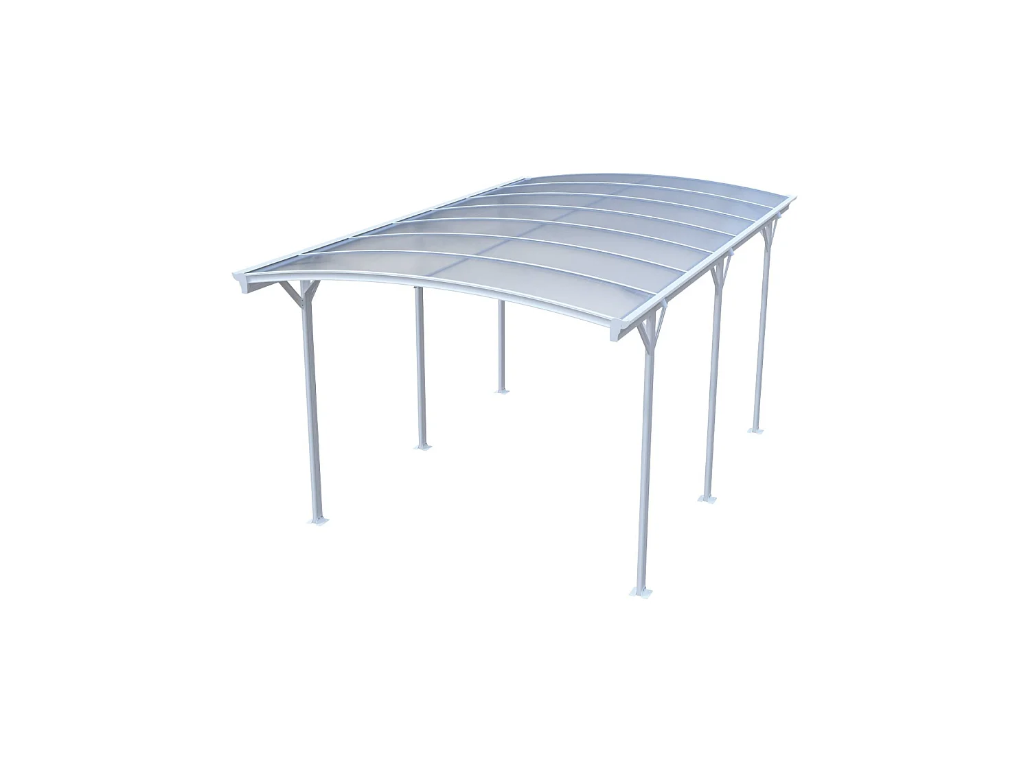 Estensione di tettoia per auto in alluminio e policarbonato, 15m², Le mans, Bianco, 505x300x239 cm