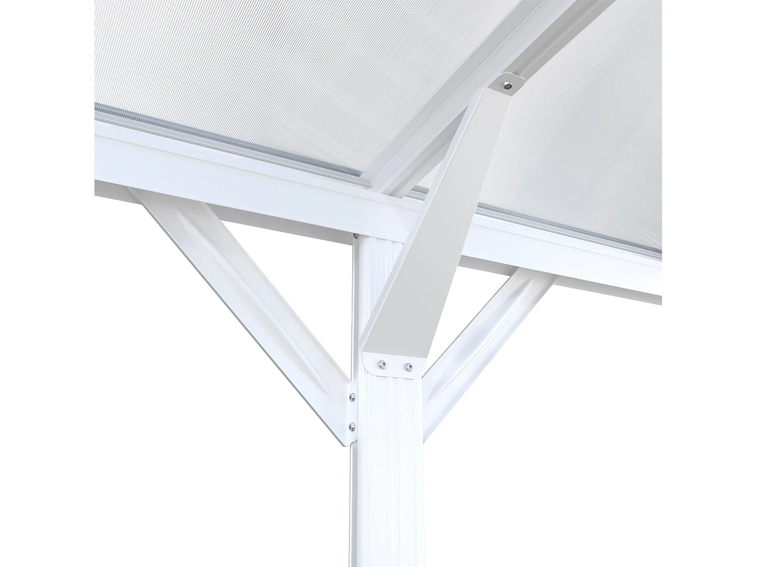 Estensione di tettoia per auto in alluminio e policarbonato, 15m², Le mans, Bianco, 505x300x239 cm