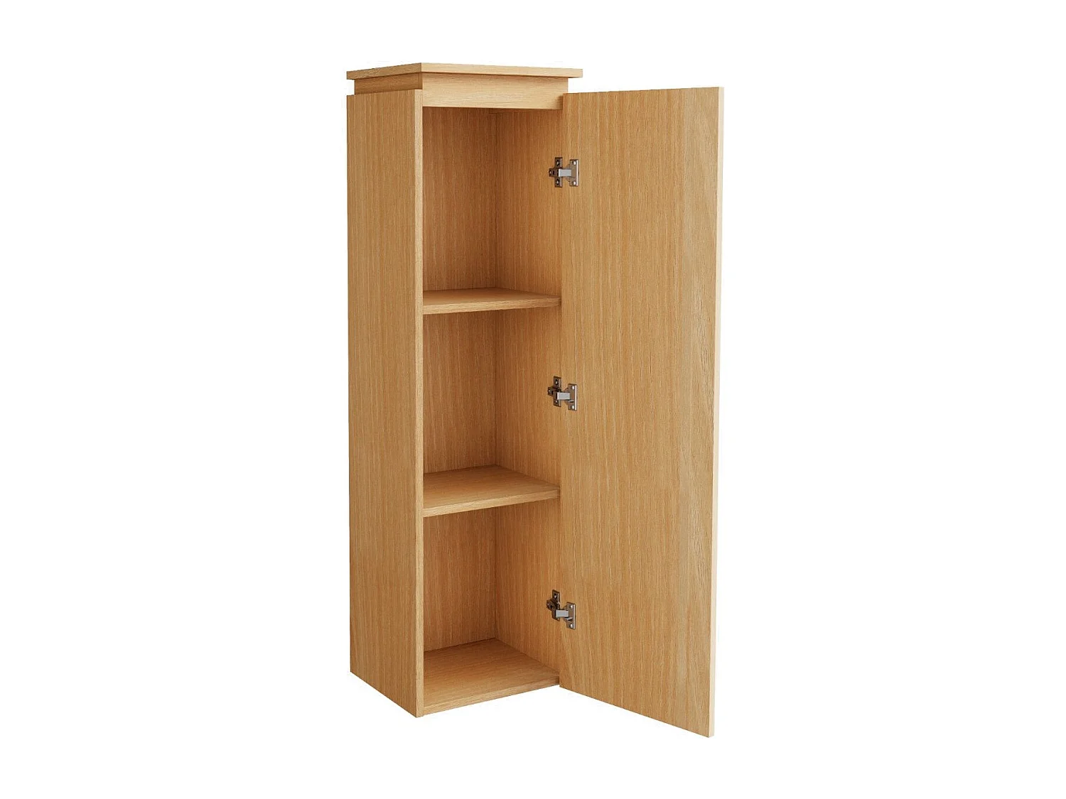 Meuble de salle de bain suspendu strié en bois de frêne avec vasque à encastrer en résine blanc mat et colonne – Naturel clair – 120 cm – CAPRELA