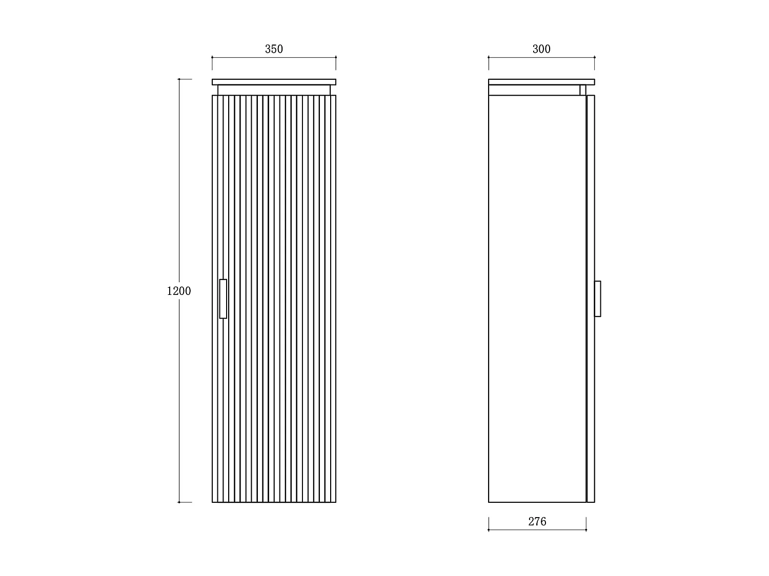 Meuble de salle de bain suspendu strié en bois de frêne avec vasque à encastrer en résine blanc mat et colonne – Naturel clair – 120 cm – CAPRELA
