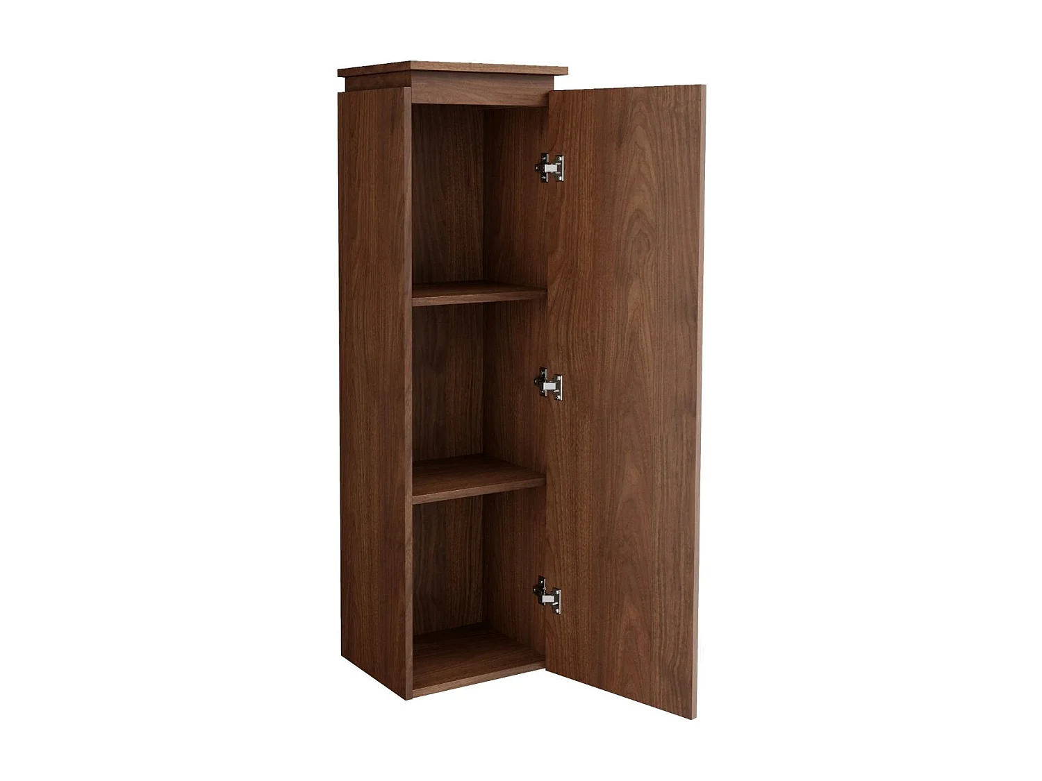 Meuble de salle de bain suspendu strié en bois de frêne avec vasque à encastrer en résine blanc mat et colonne – Naturel foncé – 80 cm – CAPRELA